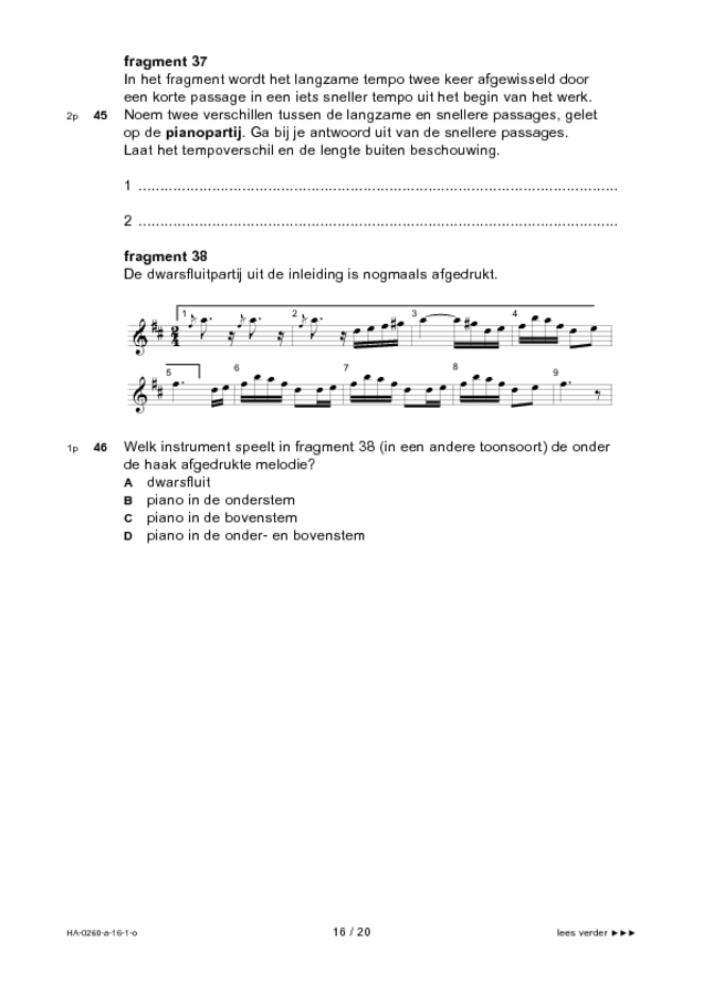 Opgaven examen HAVO muziek 2016, tijdvak 1. Pagina 16