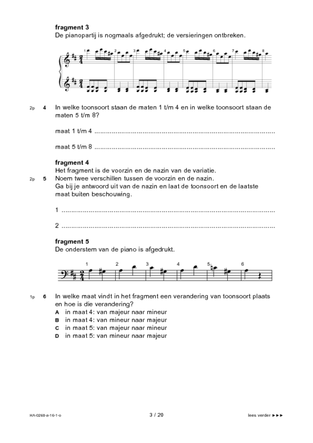 Opgaven examen HAVO muziek 2016, tijdvak 1. Pagina 3