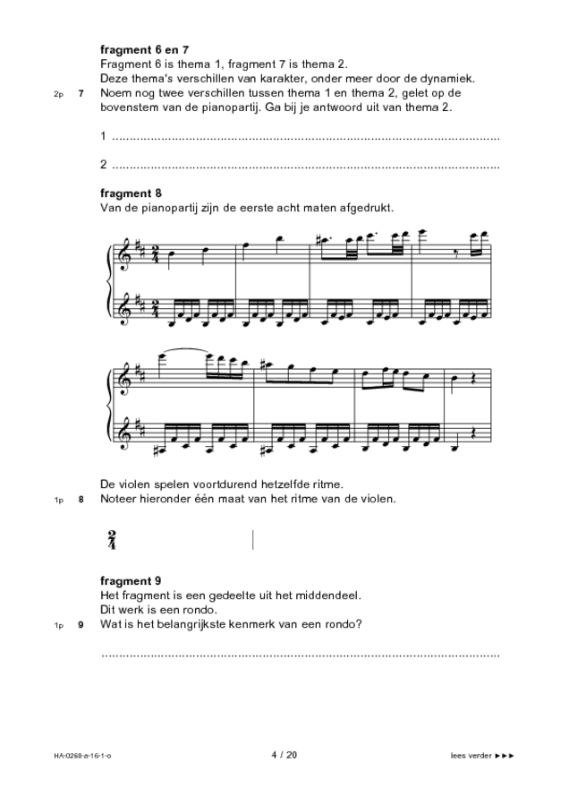 Opgaven examen HAVO muziek 2016, tijdvak 1. Pagina 4