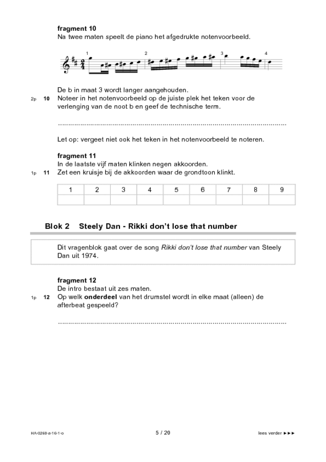 Opgaven examen HAVO muziek 2016, tijdvak 1. Pagina 5