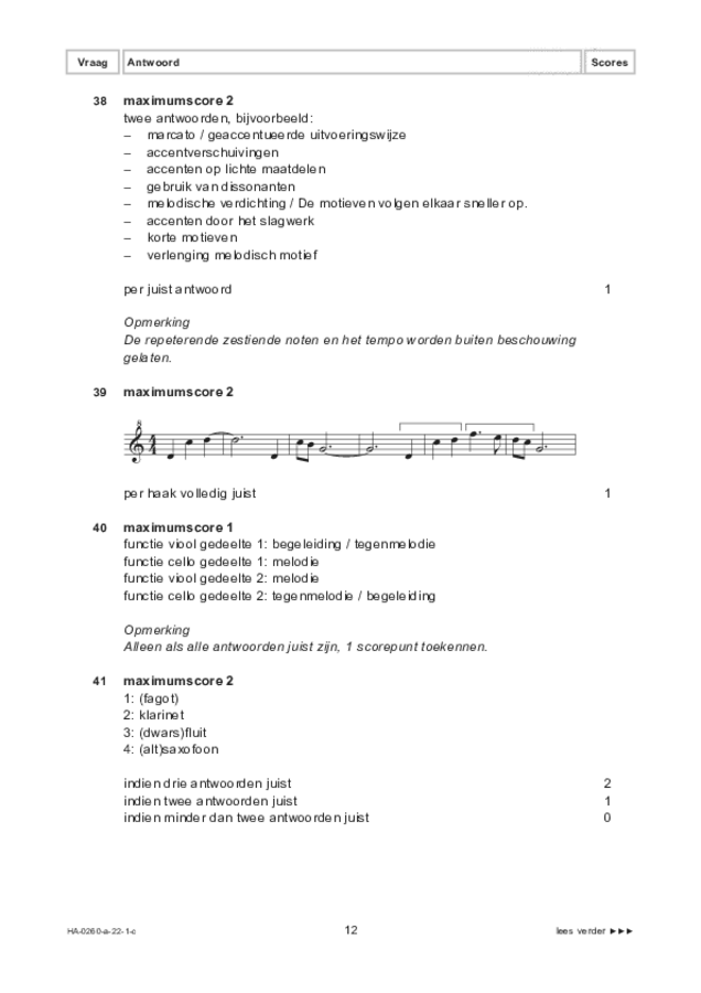 Correctievoorschrift examen HAVO muziek 2022, tijdvak 1. Pagina 12