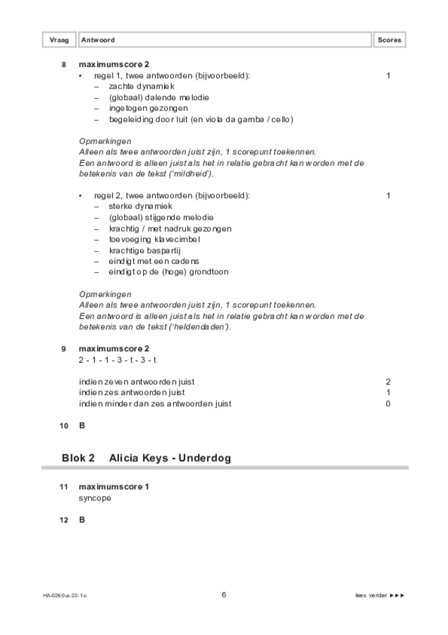 Correctievoorschrift examen HAVO muziek 2022, tijdvak 1. Pagina 6