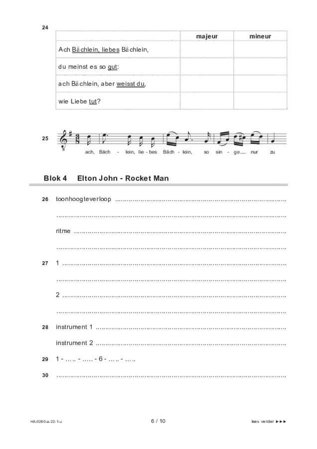 Uitwerkbijlage examen HAVO muziek 2022, tijdvak 1. Pagina 6