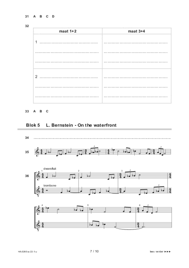 Uitwerkbijlage examen HAVO muziek 2022, tijdvak 1. Pagina 7