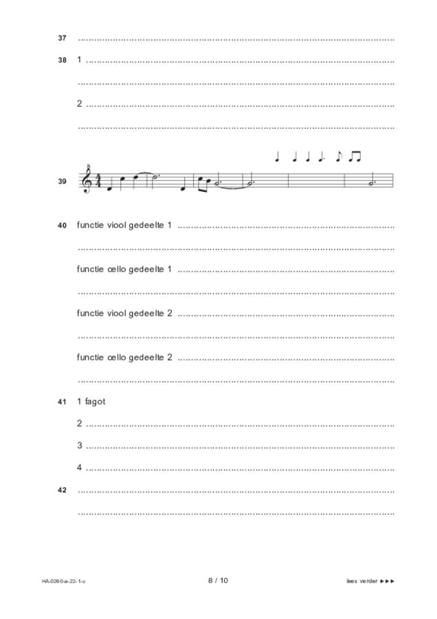 Uitwerkbijlage examen HAVO muziek 2022, tijdvak 1. Pagina 8