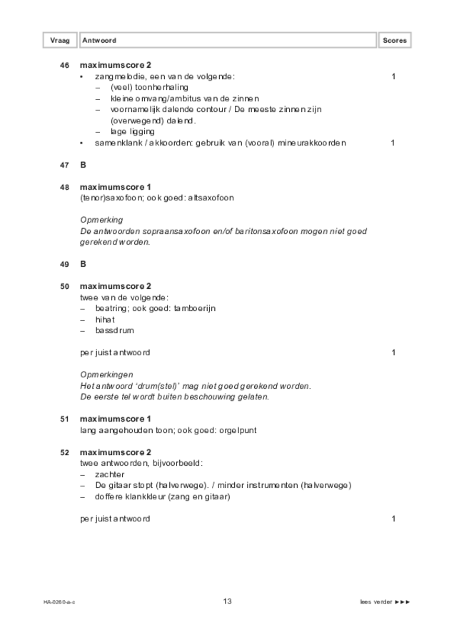 Correctievoorschrift examen HAVO muziek 2022, tijdvak 2. Pagina 13