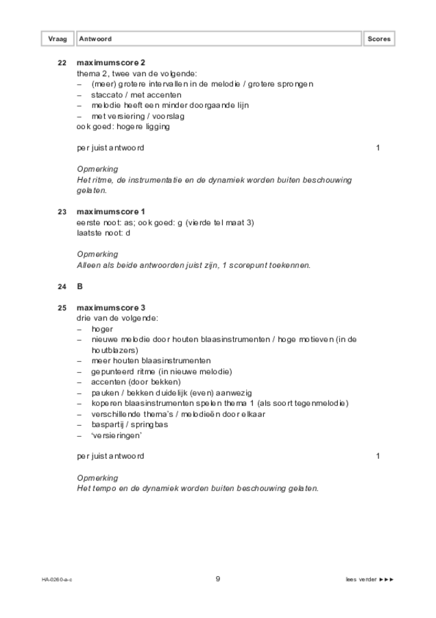 Correctievoorschrift examen HAVO muziek 2022, tijdvak 2. Pagina 9