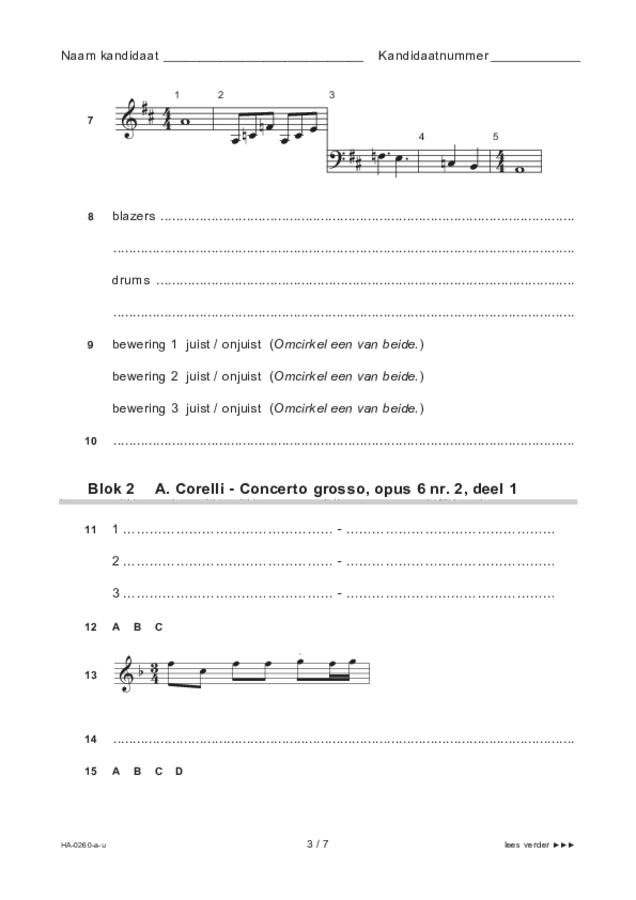 Uitwerkbijlage examen HAVO muziek 2022, tijdvak 2. Pagina 3