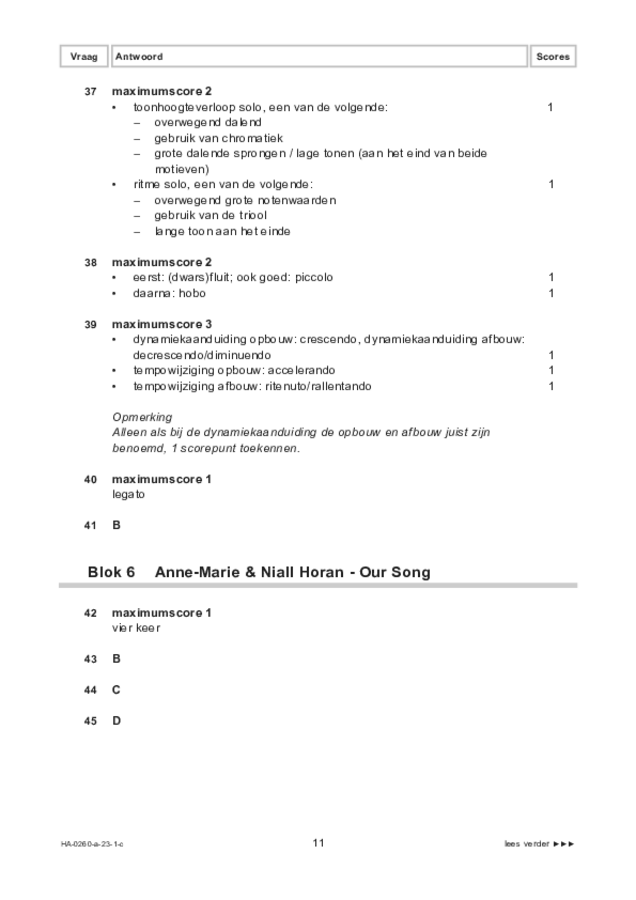 Correctievoorschrift examen HAVO muziek 2023, tijdvak 1. Pagina 11