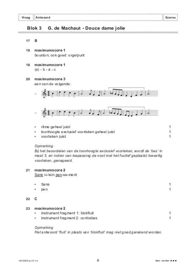 Correctievoorschrift examen HAVO muziek 2023, tijdvak 1. Pagina 8