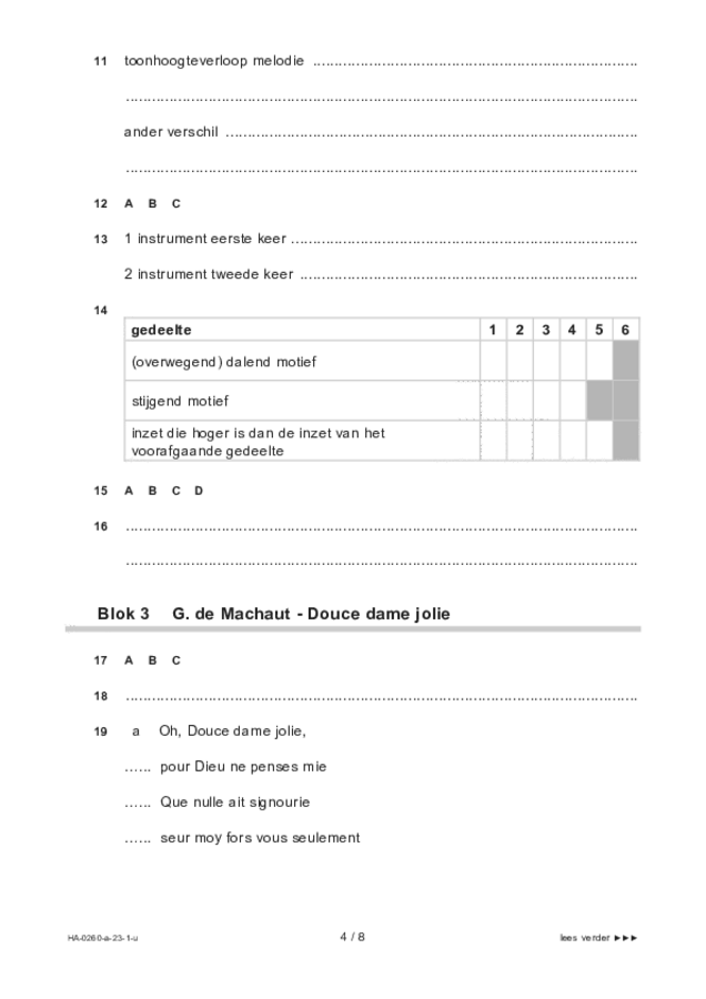 Uitwerkbijlage examen HAVO muziek 2023, tijdvak 1. Pagina 4