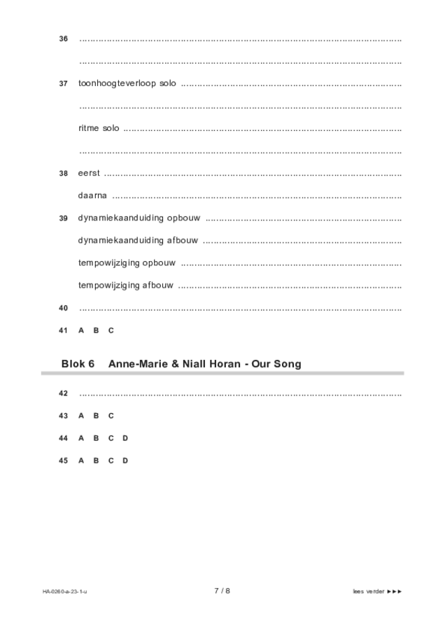 Uitwerkbijlage examen HAVO muziek 2023, tijdvak 1. Pagina 7