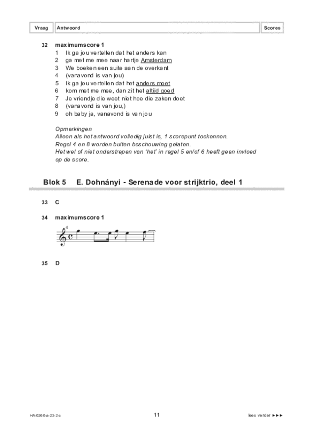 Correctievoorschrift examen HAVO muziek 2023, tijdvak 2. Pagina 11