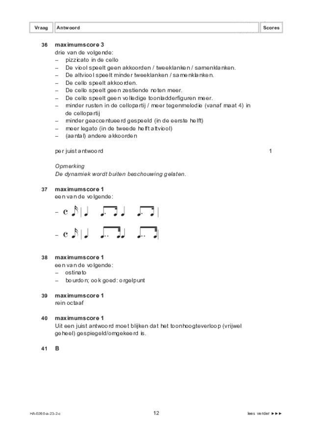 Correctievoorschrift examen HAVO muziek 2023, tijdvak 2. Pagina 12