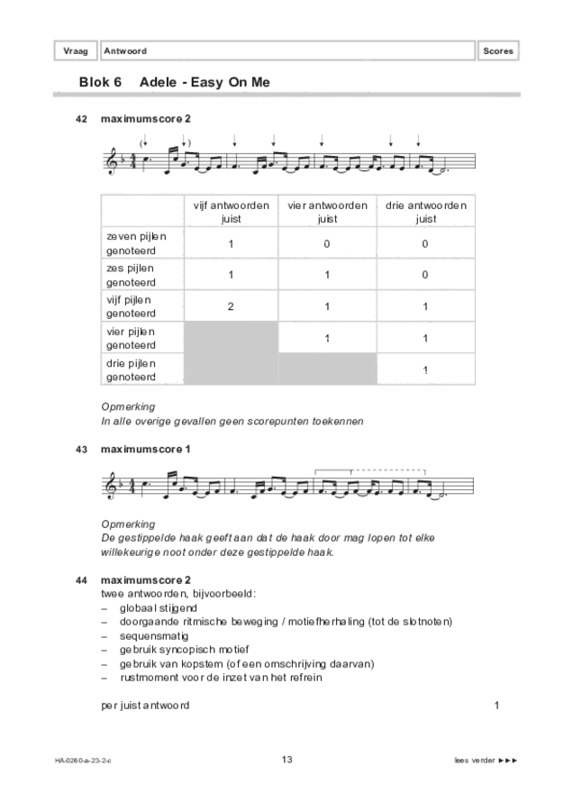 Correctievoorschrift examen HAVO muziek 2023, tijdvak 2. Pagina 13