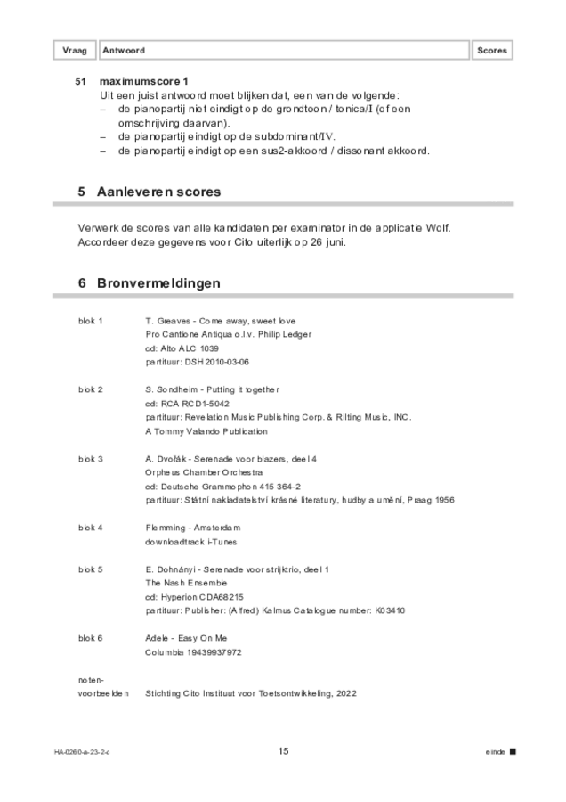 Correctievoorschrift examen HAVO muziek 2023, tijdvak 2. Pagina 15