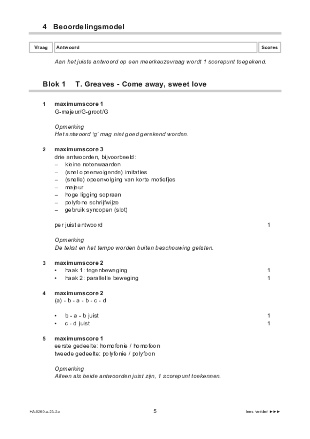 Correctievoorschrift examen HAVO muziek 2023, tijdvak 2. Pagina 5
