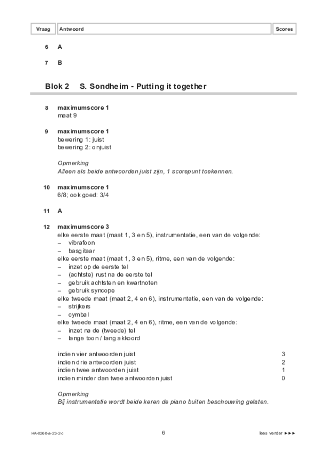 Correctievoorschrift examen HAVO muziek 2023, tijdvak 2. Pagina 6