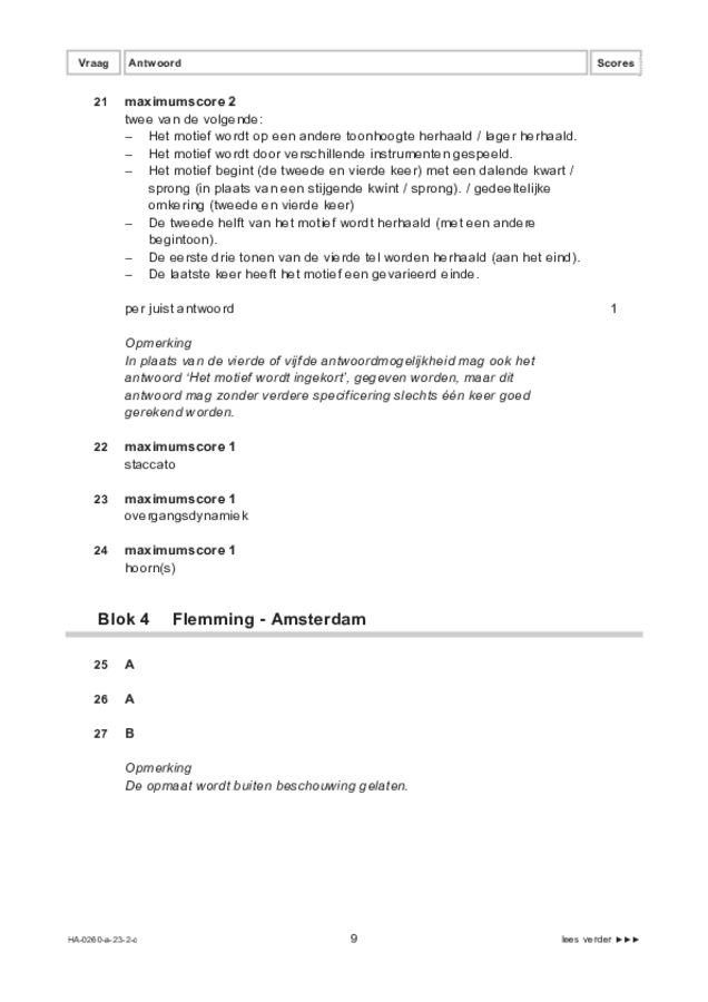 Correctievoorschrift examen HAVO muziek 2023, tijdvak 2. Pagina 9