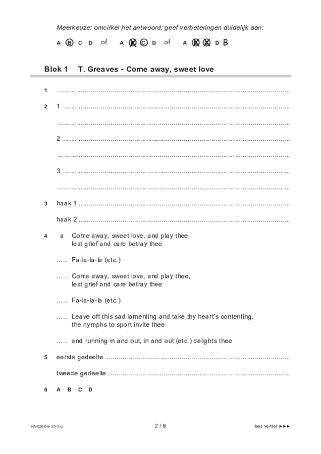 Uitwerkbijlage examen HAVO muziek 2023, tijdvak 2. Pagina 2