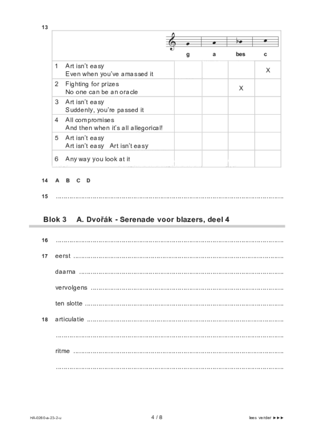 Uitwerkbijlage examen HAVO muziek 2023, tijdvak 2. Pagina 4