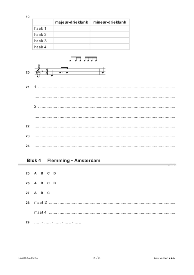 Uitwerkbijlage examen HAVO muziek 2023, tijdvak 2. Pagina 5