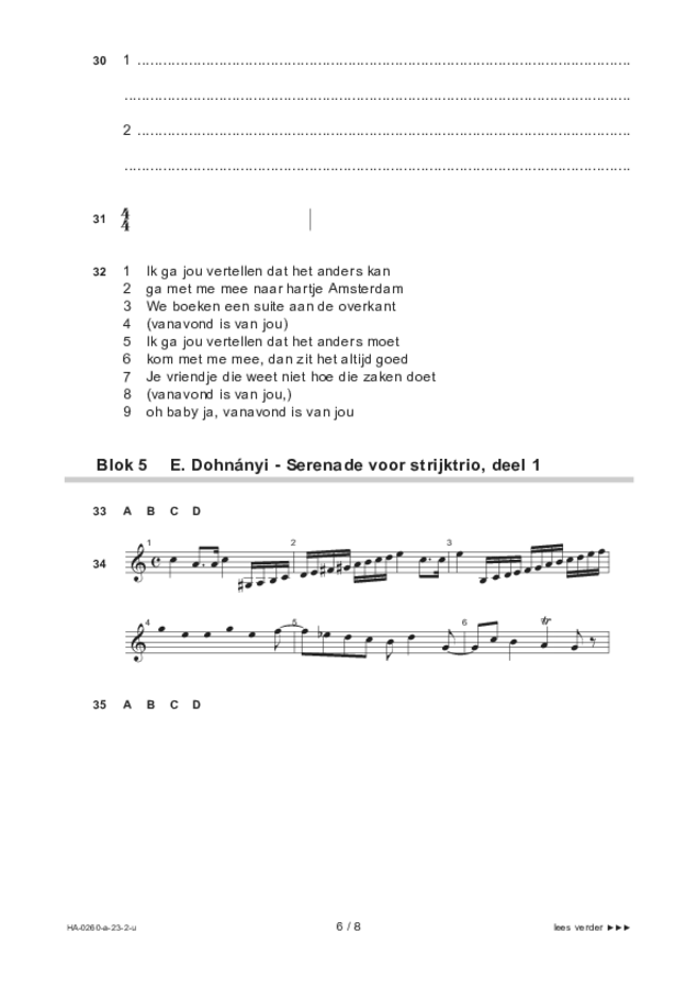 Uitwerkbijlage examen HAVO muziek 2023, tijdvak 2. Pagina 6