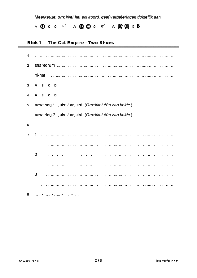 Uitwerkbijlage examen HAVO muziek 2018, tijdvak 1. Pagina 2