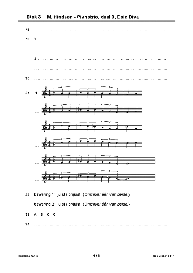 Uitwerkbijlage examen HAVO muziek 2018, tijdvak 1. Pagina 4