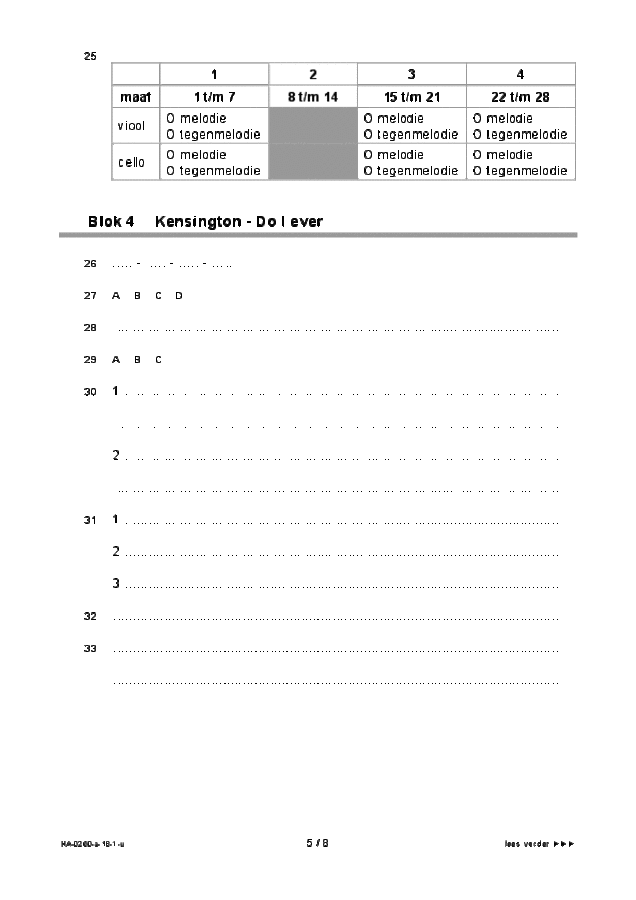 Uitwerkbijlage examen HAVO muziek 2018, tijdvak 1. Pagina 5