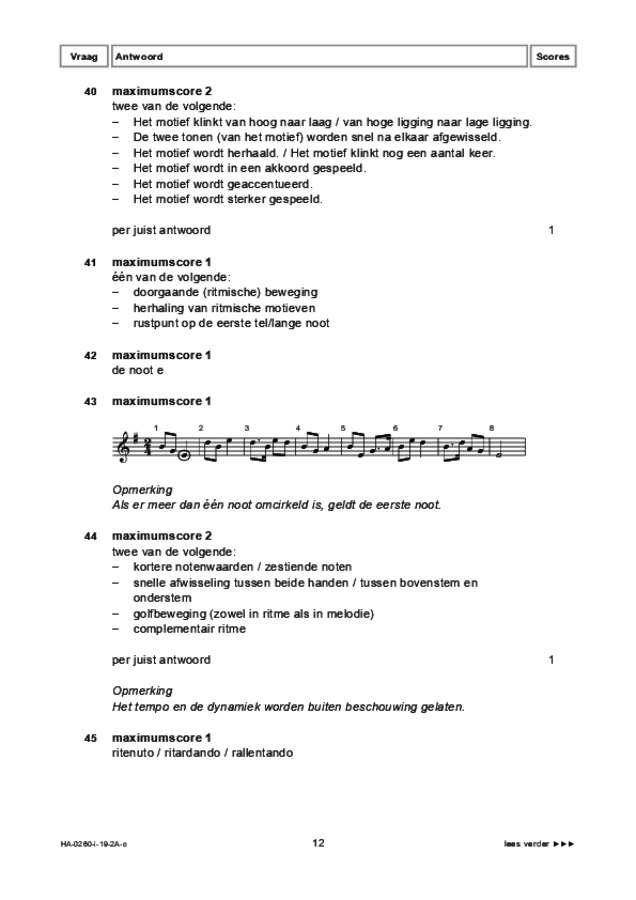 Correctievoorschrift examen HAVO muziek 2019, tijdvak 1. Pagina 12