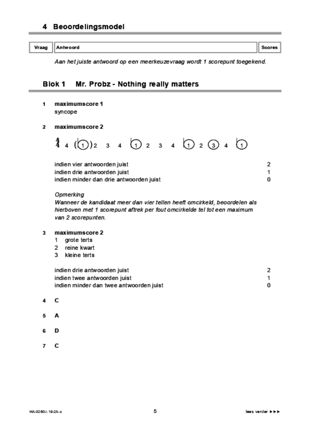 Correctievoorschrift examen HAVO muziek 2019, tijdvak 1. Pagina 5