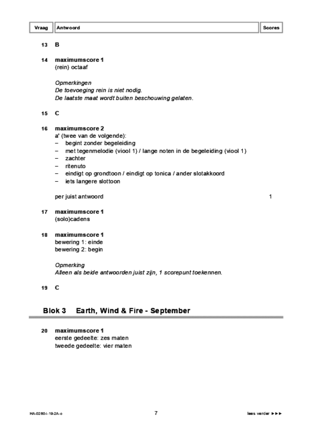 Correctievoorschrift examen HAVO muziek 2019, tijdvak 1. Pagina 7