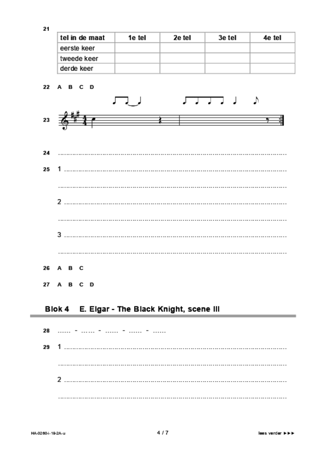 Uitwerkbijlage examen HAVO muziek 2019, tijdvak 1. Pagina 4