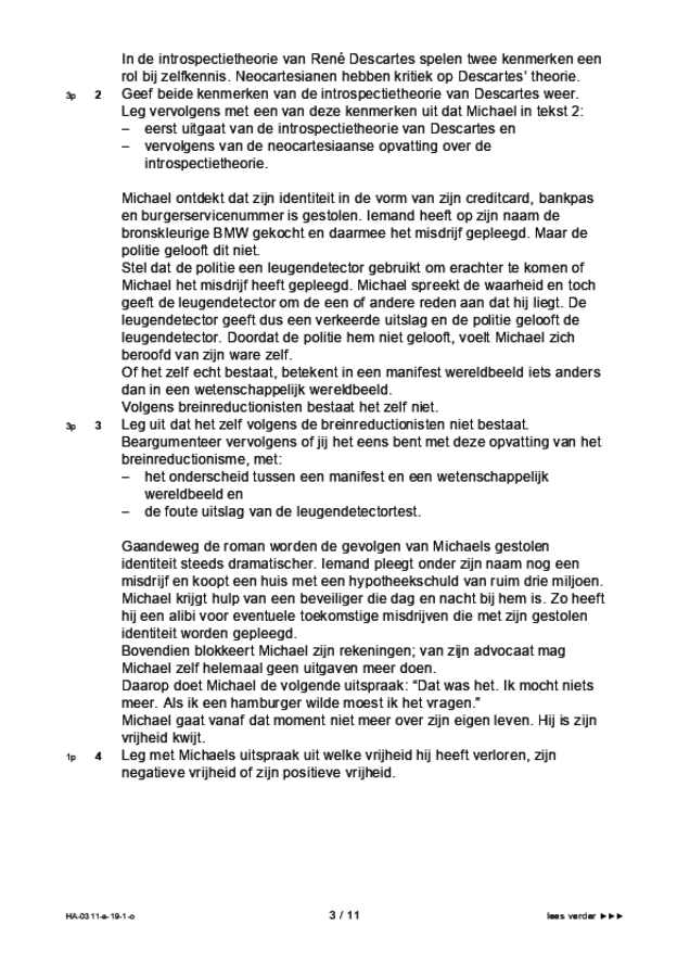 Opgaven examen HAVO filosofie 2019, tijdvak 1. Pagina 3
