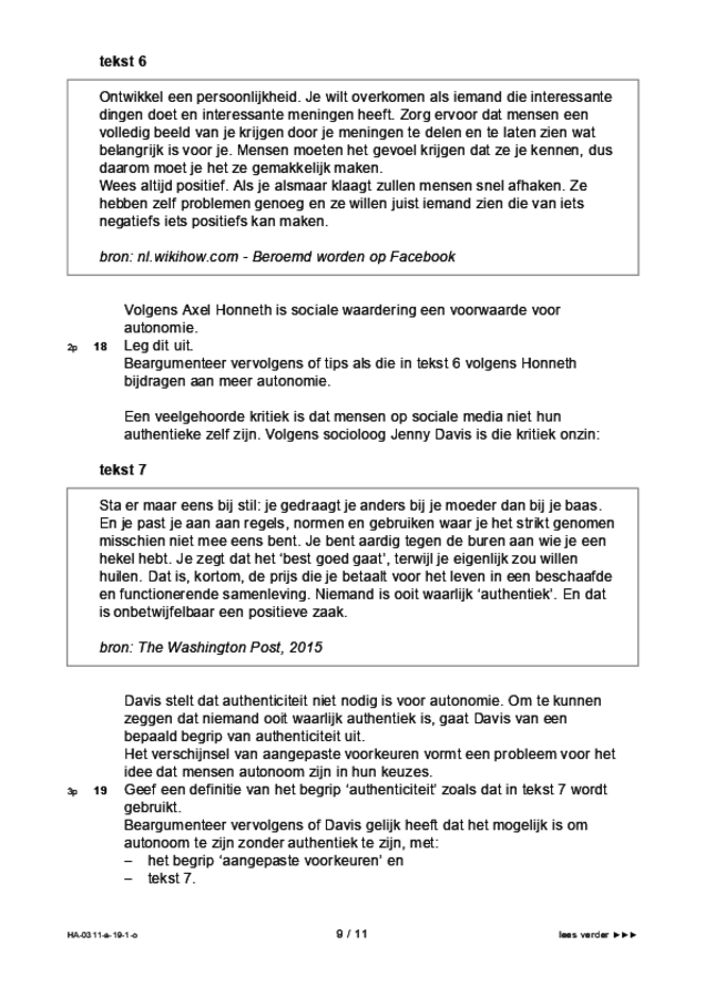 Opgaven examen HAVO filosofie 2019, tijdvak 1. Pagina 9