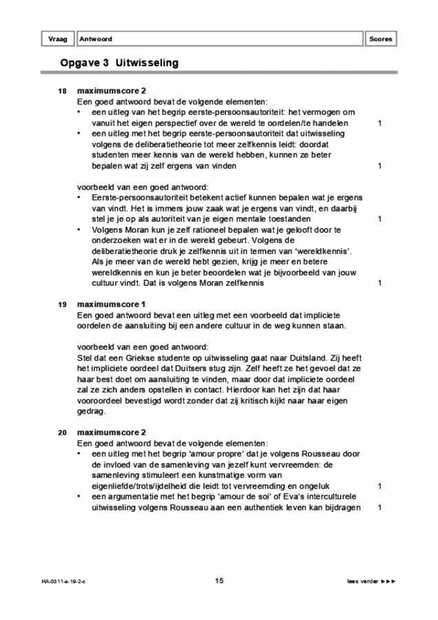 Correctievoorschrift examen HAVO filosofie 2019, tijdvak 2. Pagina 15