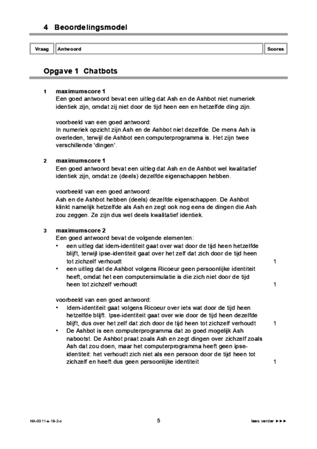 Correctievoorschrift examen HAVO filosofie 2019, tijdvak 2. Pagina 5