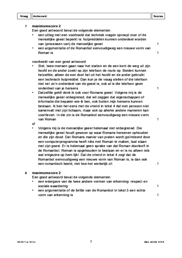 Correctievoorschrift examen HAVO filosofie 2019, tijdvak 2. Pagina 7