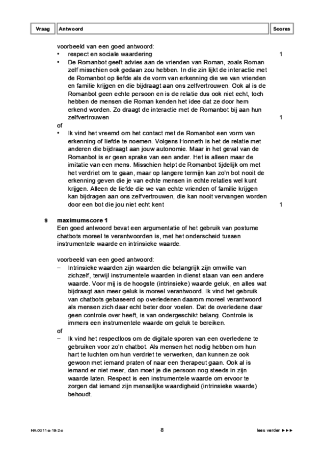 Correctievoorschrift examen HAVO filosofie 2019, tijdvak 2. Pagina 8