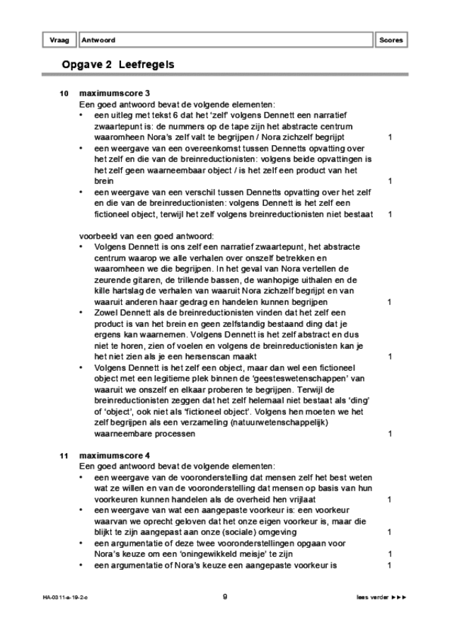 Correctievoorschrift examen HAVO filosofie 2019, tijdvak 2. Pagina 9