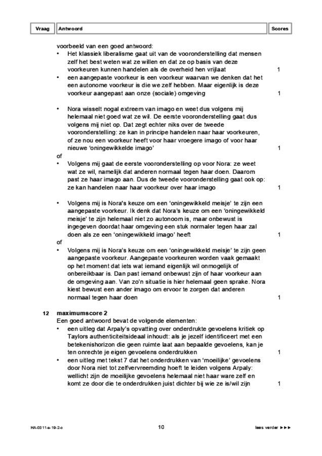 Correctievoorschrift examen HAVO filosofie 2019, tijdvak 2. Pagina 10
