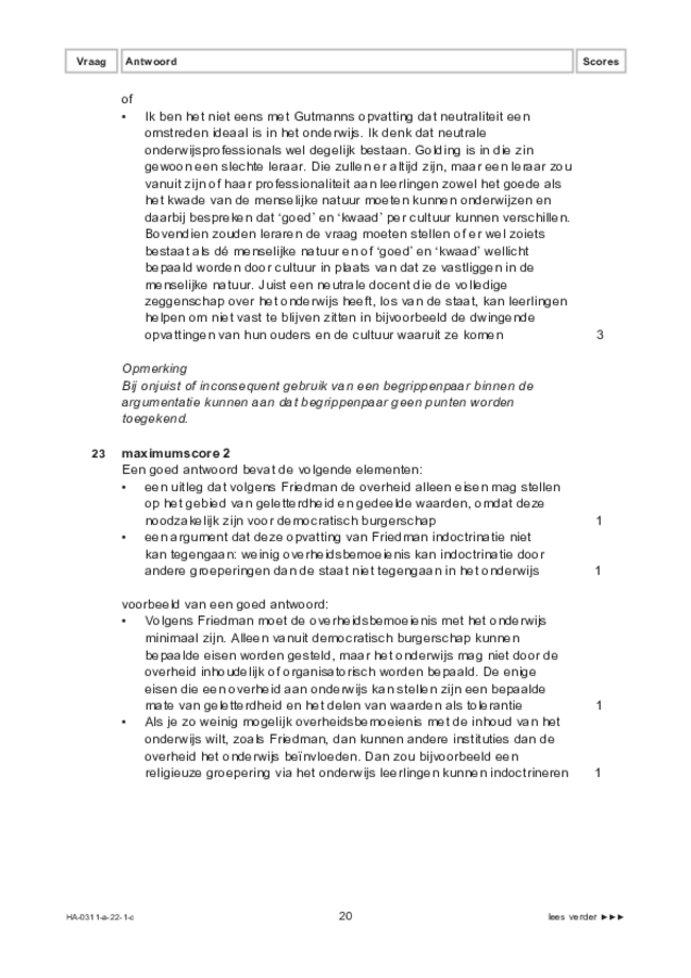 Correctievoorschrift examen HAVO filosofie 2022, tijdvak 1. Pagina 20