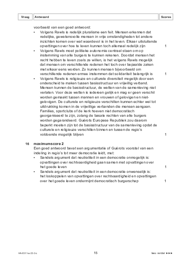 Correctievoorschrift examen HAVO filosofie 2022, tijdvak 2. Pagina 15