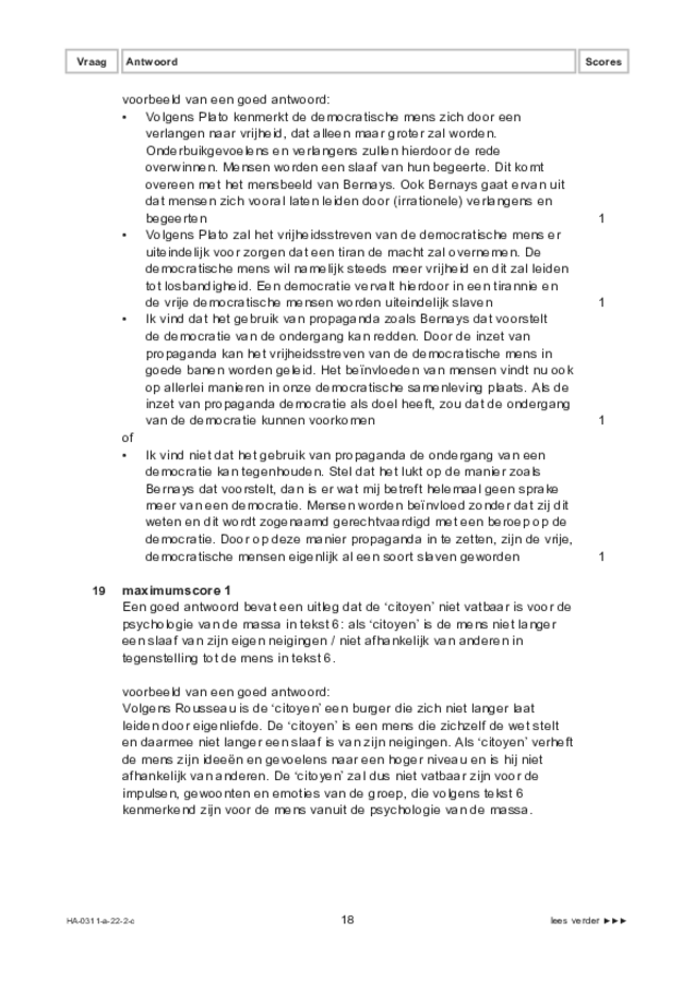 Correctievoorschrift examen HAVO filosofie 2022, tijdvak 2. Pagina 18