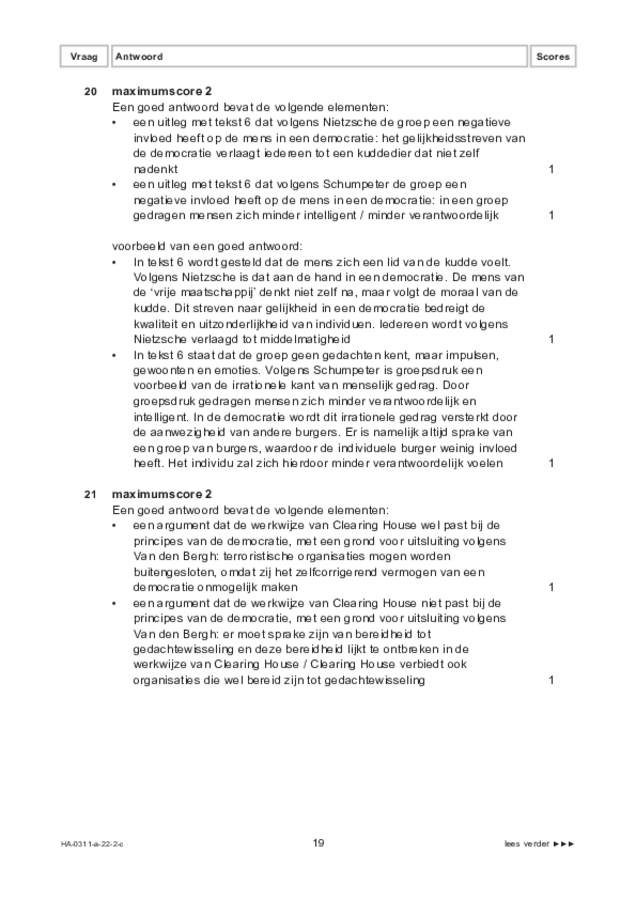 Correctievoorschrift examen HAVO filosofie 2022, tijdvak 2. Pagina 19