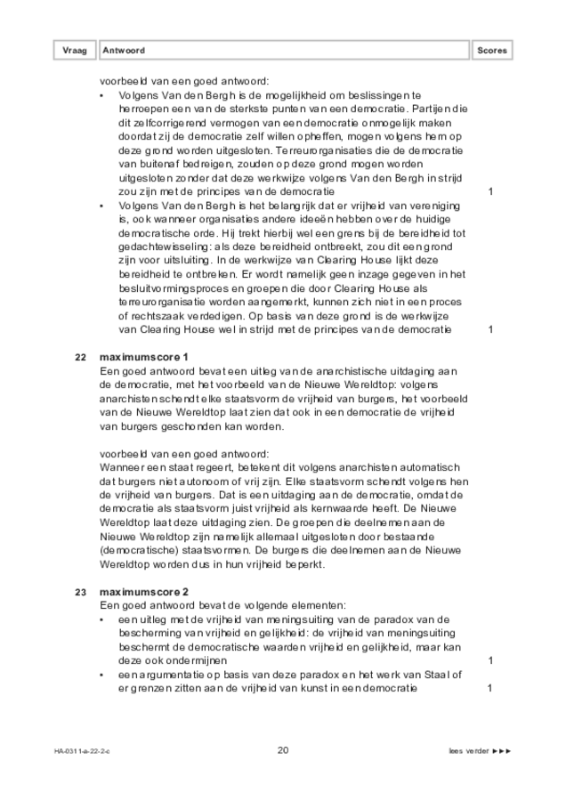 Correctievoorschrift examen HAVO filosofie 2022, tijdvak 2. Pagina 20