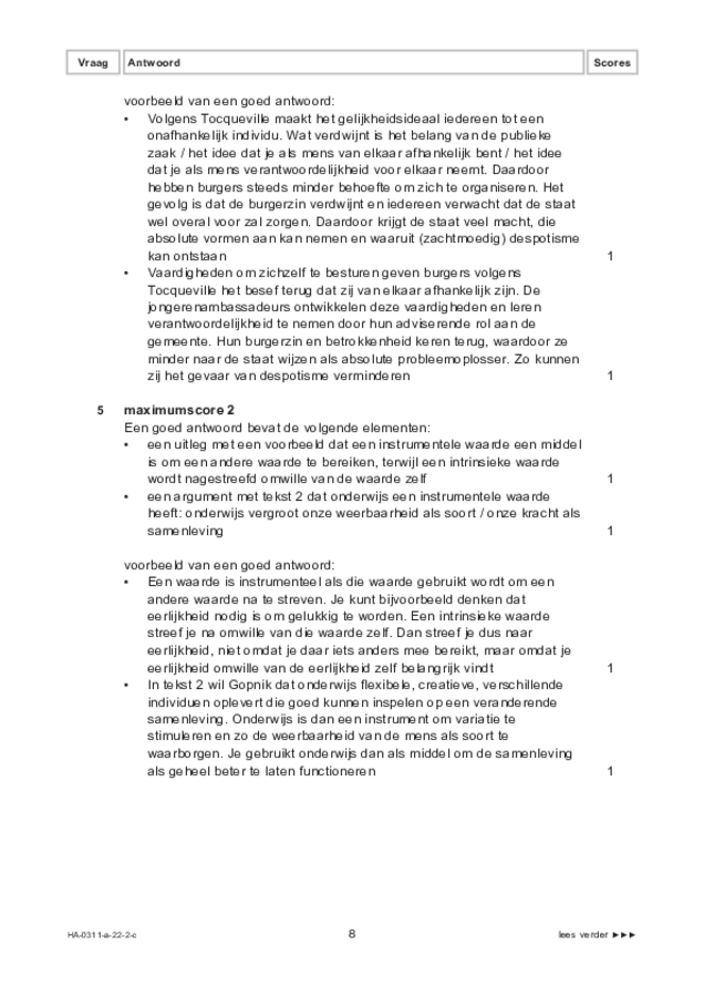 Correctievoorschrift examen HAVO filosofie 2022, tijdvak 2. Pagina 8