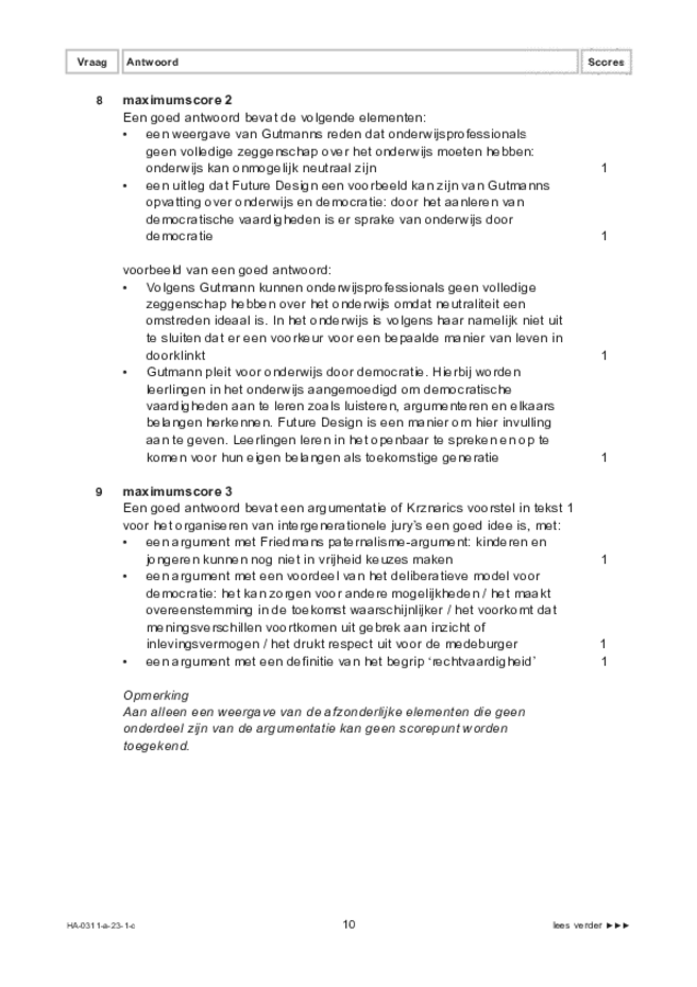 Correctievoorschrift examen HAVO filosofie 2023, tijdvak 1. Pagina 10