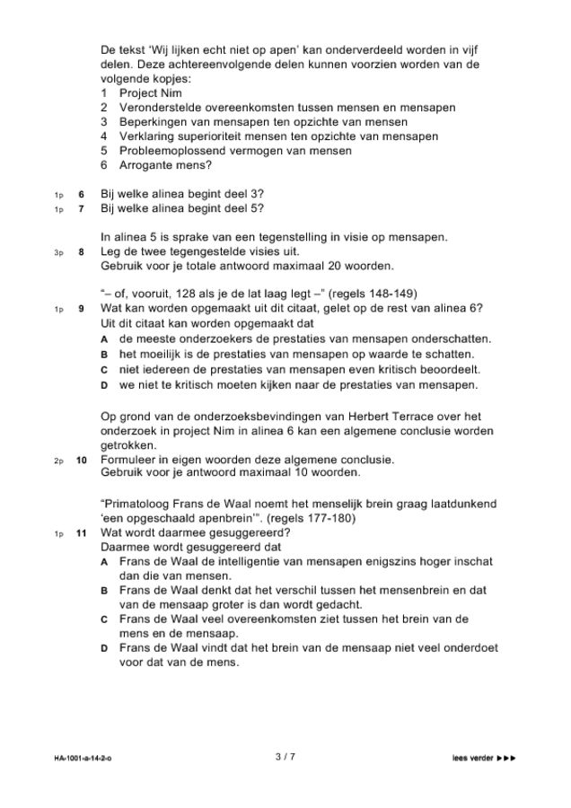 Opgaven examen HAVO Nederlands 2014, tijdvak 2. Pagina 3